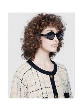 💯 - New Authentic GUCCI BLACK ACETATE RHINESTONES GG0496S SUNGLASSES 59/18 1…